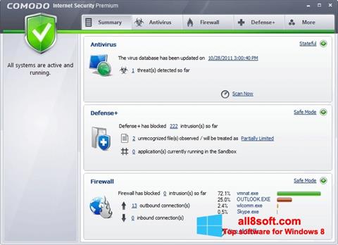 스크린 샷 Comodo Internet Security Premium Windows 8
