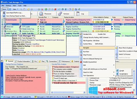 스크린 샷 AnVir Task Manager Windows 8