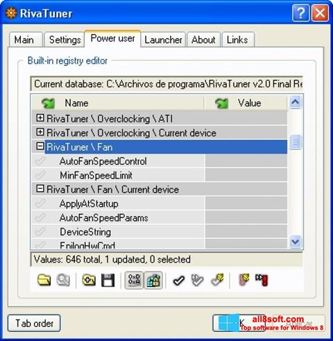 스크린 샷 RivaTuner Windows 8