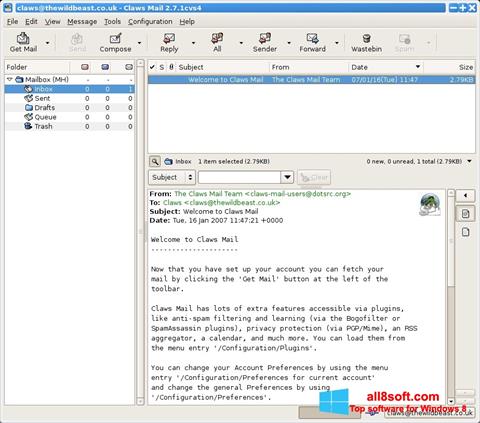 스크린 샷 Claws Mail Windows 8