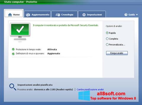 스크린 샷 Microsoft Security Essentials Windows 8