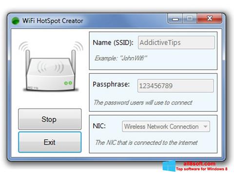 스크린 샷 Wi-Fi HotSpot Creator Windows 8