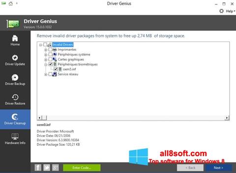 스크린 샷 Driver Genius Windows 8