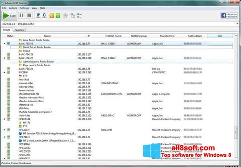스크린 샷 Advanced IP Scanner Windows 8