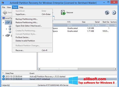스크린 샷 Active Partition Recovery Windows 8