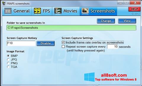 스크린 샷 Fraps Windows 8