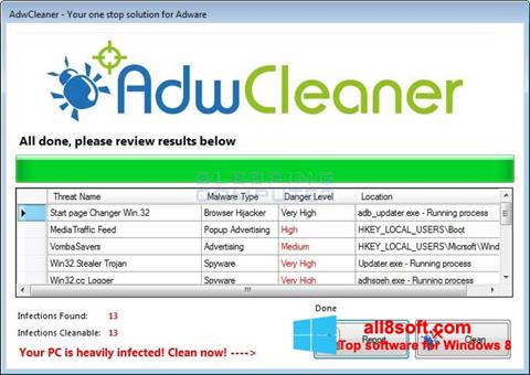 스크린 샷 AdwCleaner Windows 8