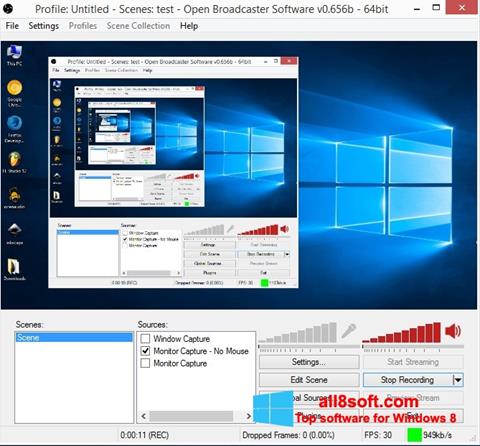 스크린 샷 Open Broadcaster Software Windows 8