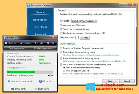 스크린 샷 BatteryCare Windows 8