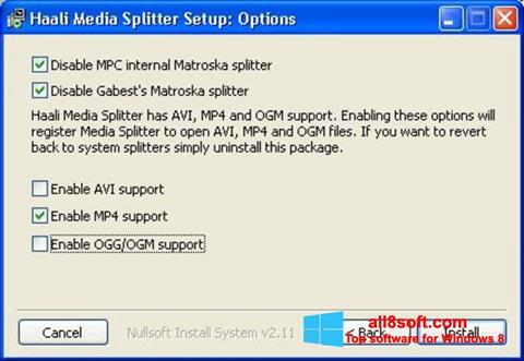 스크린 샷 Haali Media Splitter Windows 8