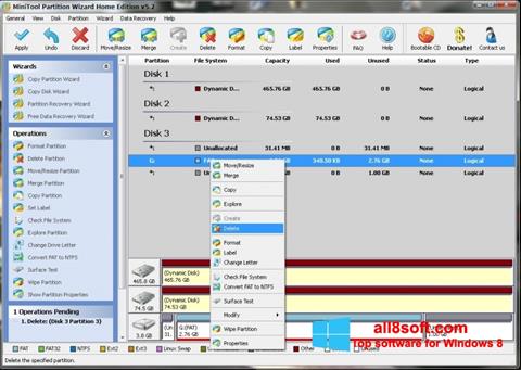 스크린 샷 MiniTool Partition Wizard Windows 8