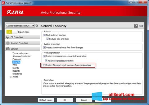 스크린 샷 Avira Professional Security Windows 8