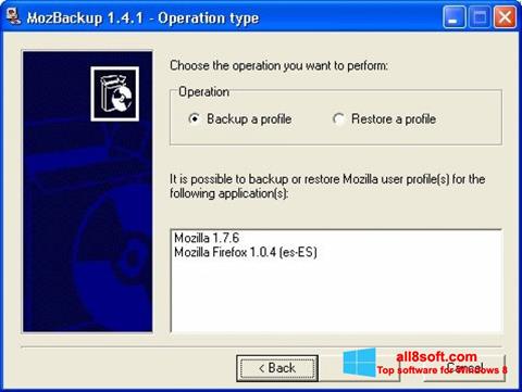 스크린 샷 MozBackup Windows 8