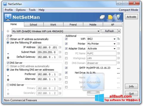 스크린 샷 NetSetMan Windows 8