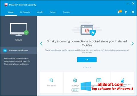 스크린 샷 McAfee Internet Security Windows 8