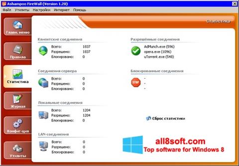 스크린 샷 Ashampoo Firewall Windows 8