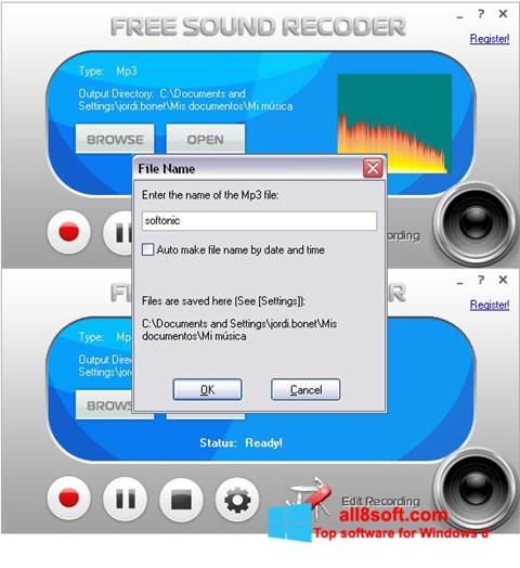 스크린 샷 Free Sound Recorder Windows 8