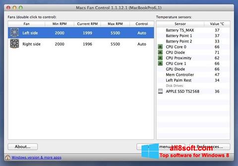 스크린 샷 Macs Fan Control Windows 8