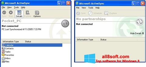 스크린 샷 Microsoft ActiveSync Windows 8
