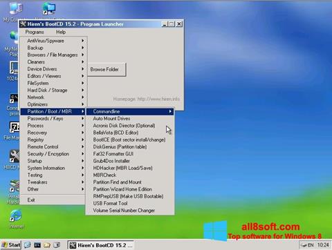 스크린 샷 Hirens Boot CD Windows 8