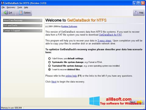 스크린 샷 GetDataBack Windows 8