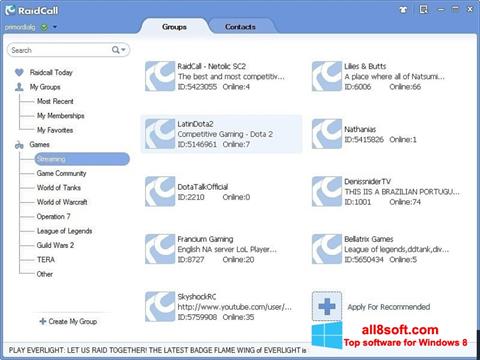 스크린 샷 RaidCall Windows 8