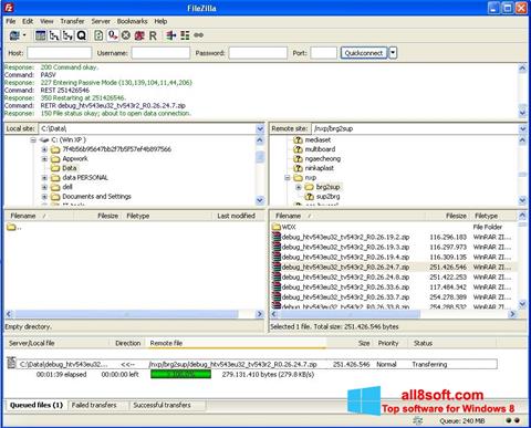 스크린 샷 FileZilla Server Windows 8