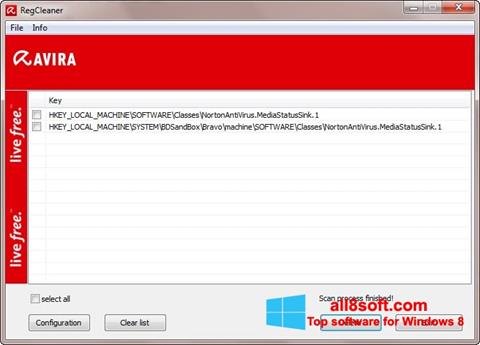 스크린 샷 Avira Registry Cleaner Windows 8