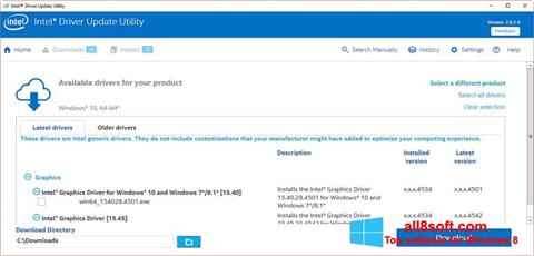 스크린 샷 Intel Driver Update Utility Windows 8