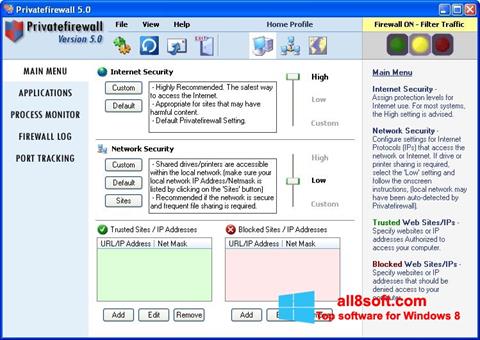 스크린 샷 Privatefirewall Windows 8
