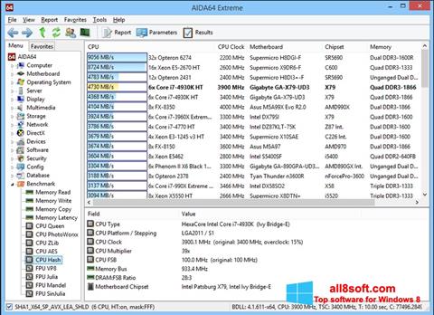 스크린 샷 AIDA32 Windows 8